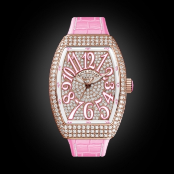 Franck Muller Vanguard Lady V32 Rose Gold Full Diamond Pink