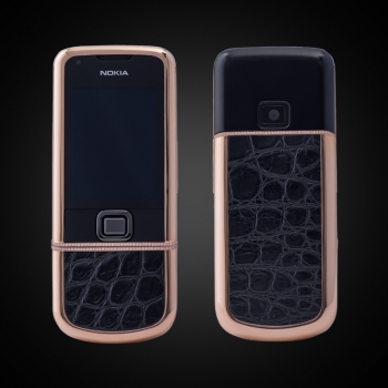 NOKIA 8800E 24K ROSE GOLD BLACK ALLIGATOR DIAMONDS
