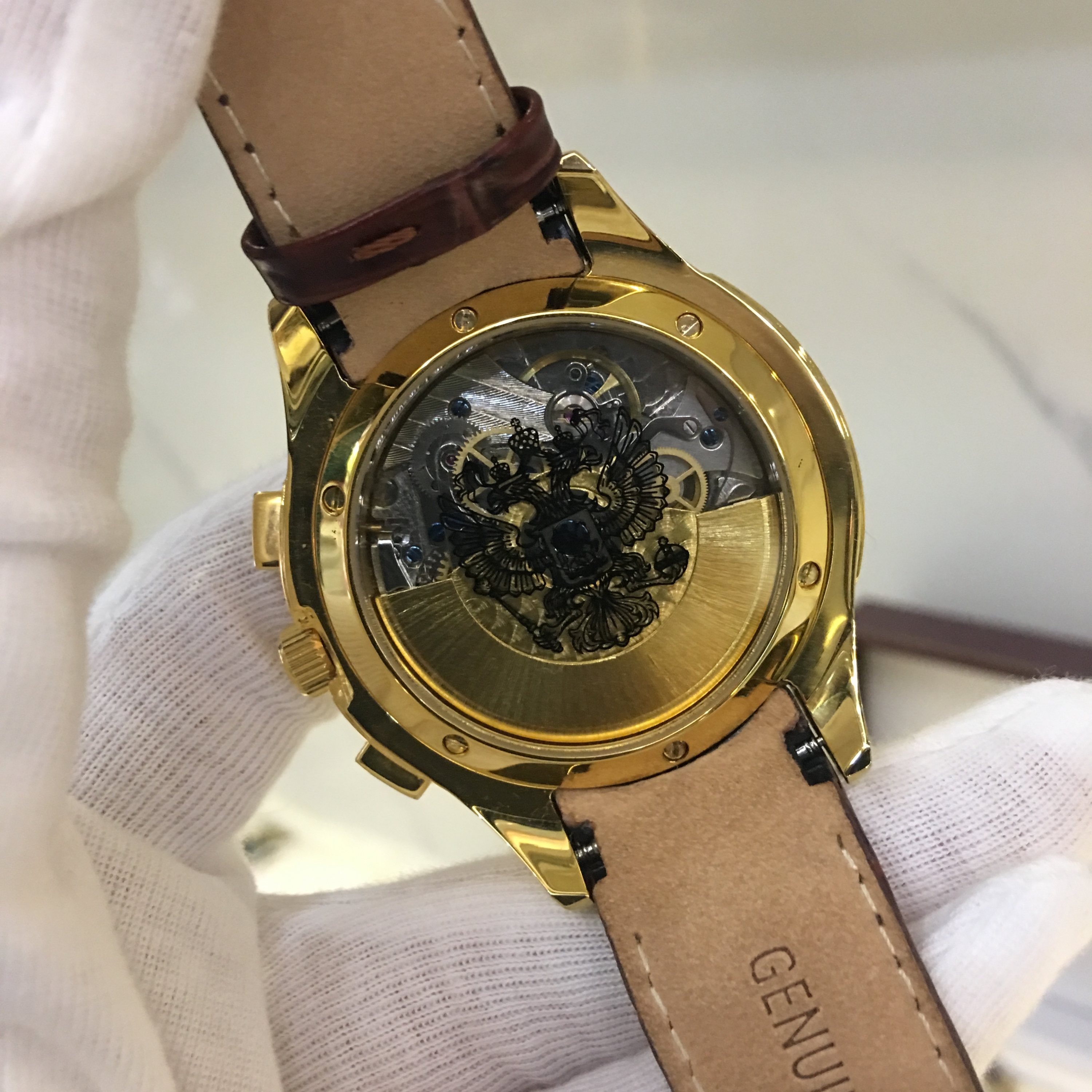 Đồng hồ President Putin chronograp Latin Number Yellow 02