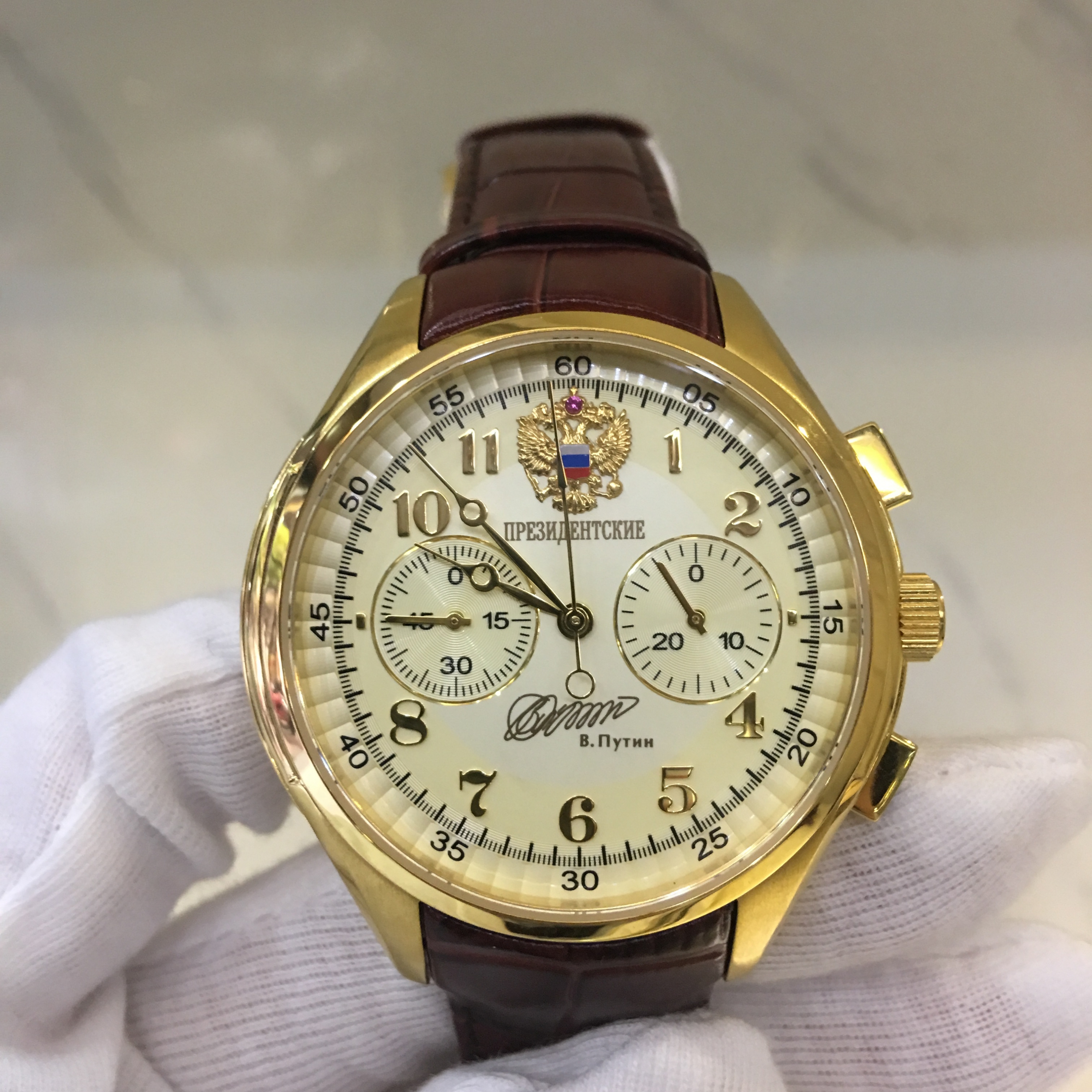 Đồng hồ President Putin chronograp Latin Number Yellow
