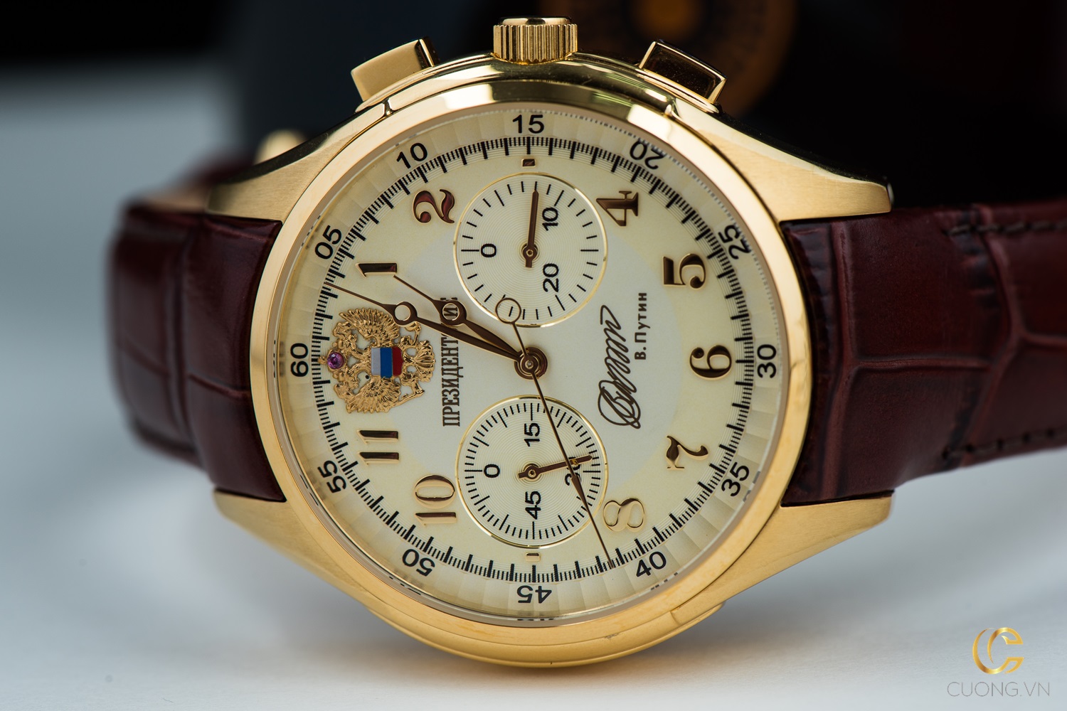 Đồng hồ President Putin Chronograp Latin Number Yellow; 