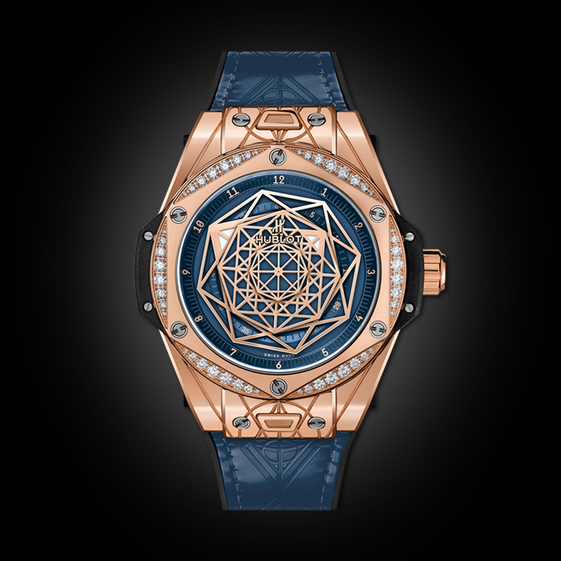 HUBLOT BIG BANG ONE CLICK SANG BLEU KING GOLD BLUE DIAMONDS 39MM