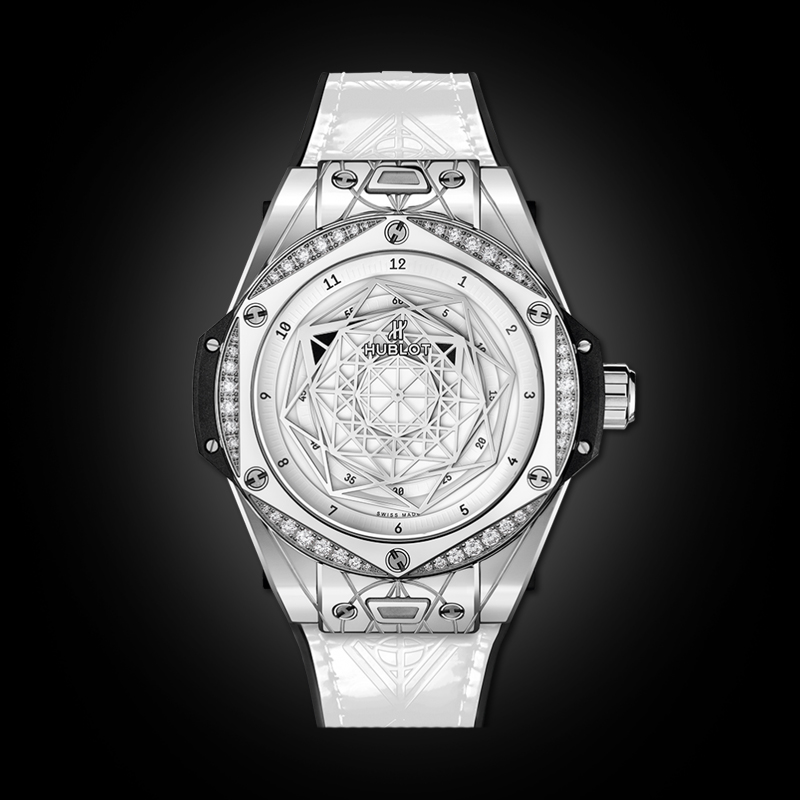 HUBLOT BIG BANG ONE CLICK SANG BLEU STEEL WHITE DIAMONDS 39MM