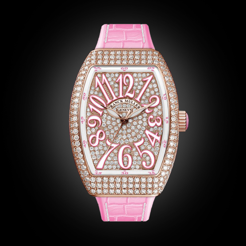Franck Muller Vanguard Lady V32 Rose Gold Full Diamond Pink