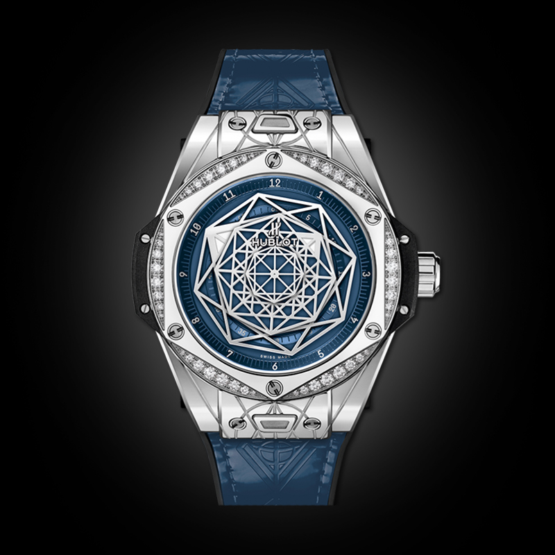 HUBLOT BIG BANG ONE CLICK SANG BLEU STEEL BLUE DIAMONDS 39MM